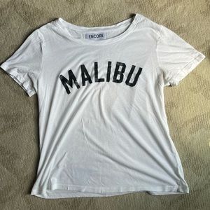 white Malibu t-shirt